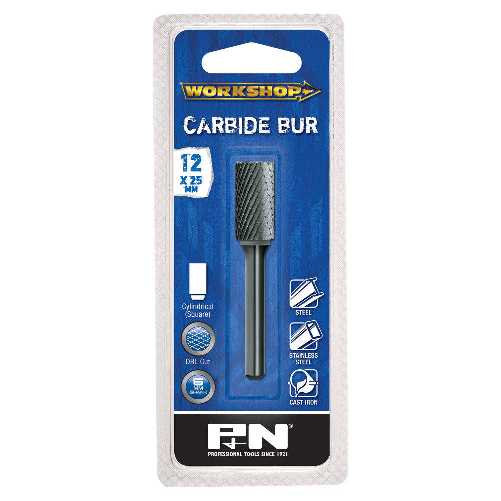 12X25mm P&N Carbide Bur Cylindrical (Square)