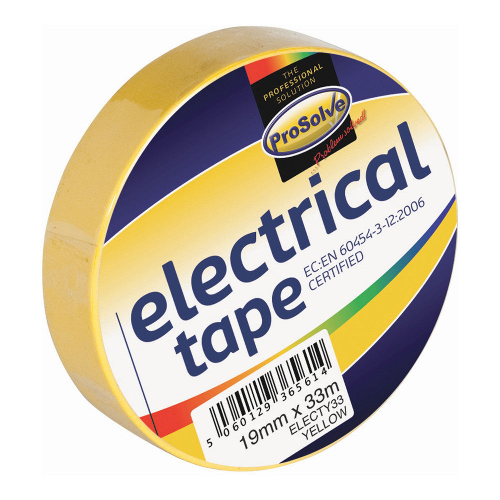 Prosolve Electrical Tape Yellow 19mm x 33M - 10 Rolls