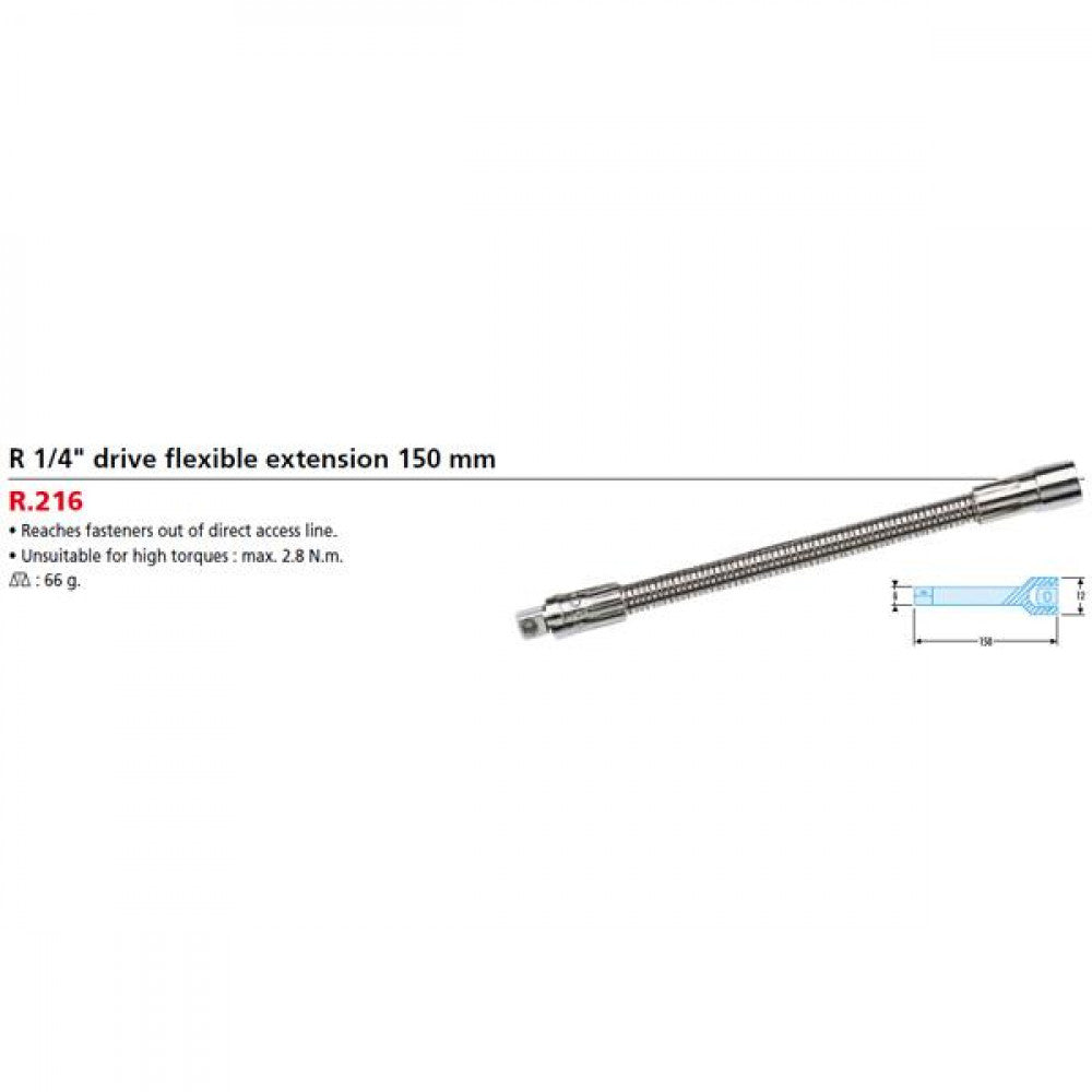 Extension 1/4"Dr x 150mm Flexible Facom R.216