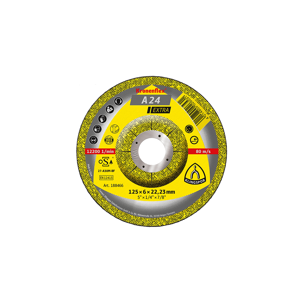 Klingspor A24 Extra Metal Grinding Disc - 180mm, 6mm (10pk)