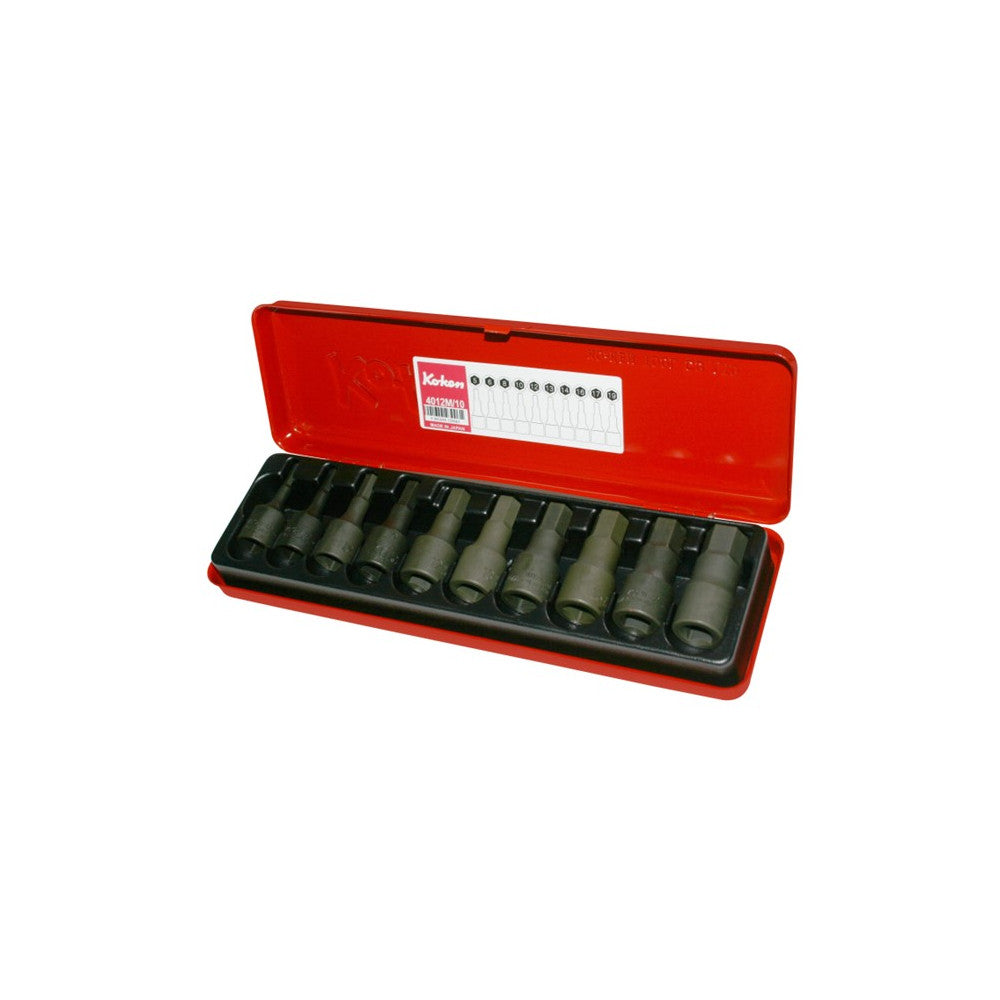 Inhex Socket Set 1/2"Dr 5-19mm 10Pce Metric 4012M/10 Koken