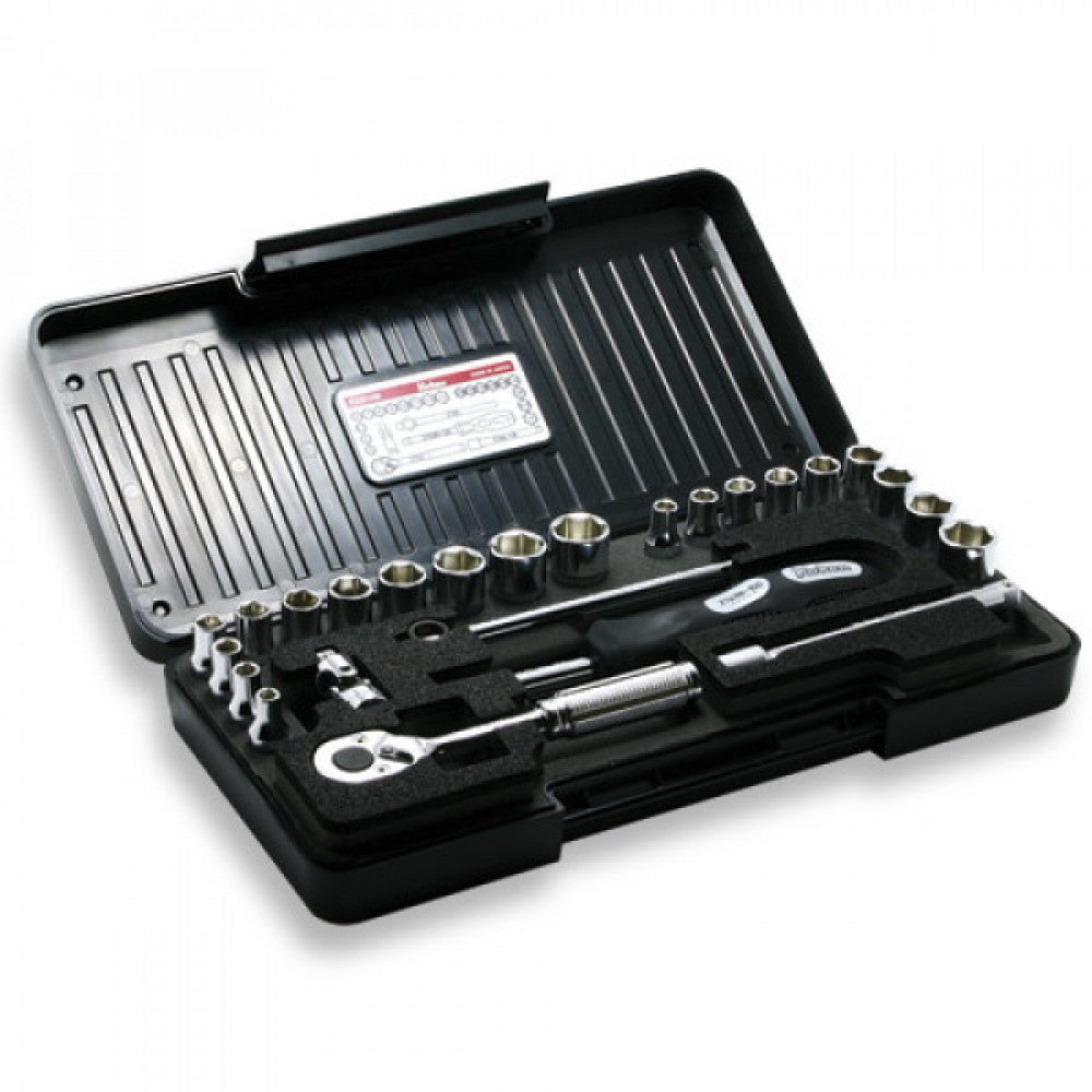 Koken 1/4" Dr Socket Set 25pc 3/16-1/2" & 4-13mm 6 Point Polished