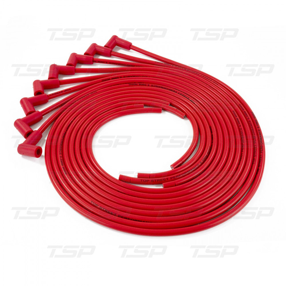 TSP 8.5mm UNIVERSAL RED IGNITION WIRES WITH 90° PLUG BOOTS #85290