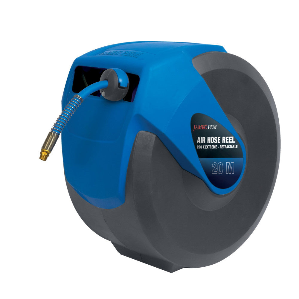 Jamec Air Hose Reel - Retractable 10mm (3/8") 20 Mtr - Heavy Duty Hybrid Hose