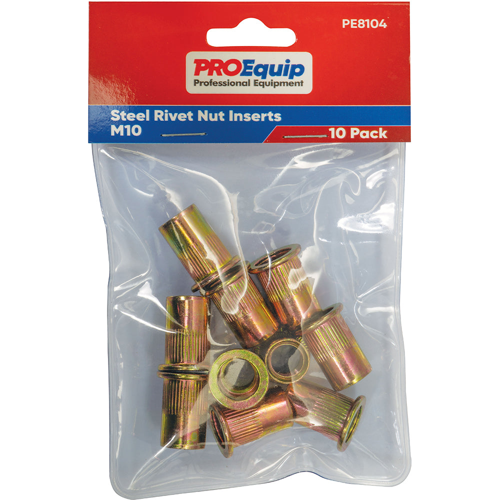 Proequip M10 Steel Rivet Nut Inserts - 10Pk