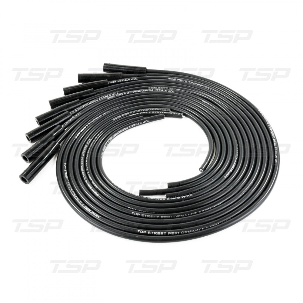 TSP 8.5mm UNIVERSAL BLACK IGNITION WIRES WITH 180° PLUG BOOTS #85080