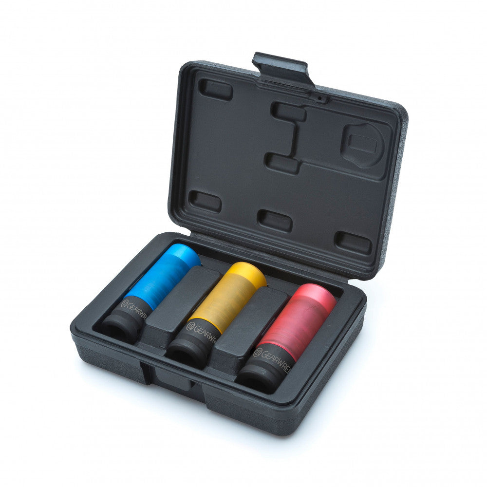 GEARWRENCH Socket Set 1/2" Drive Impact Wheel Protector BlowMold Case MET 3Pc