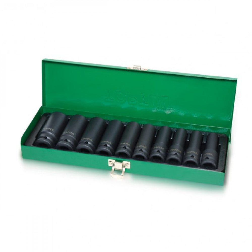 Toptul Impact Socket Set Deep 1/2" Drive 10pce
