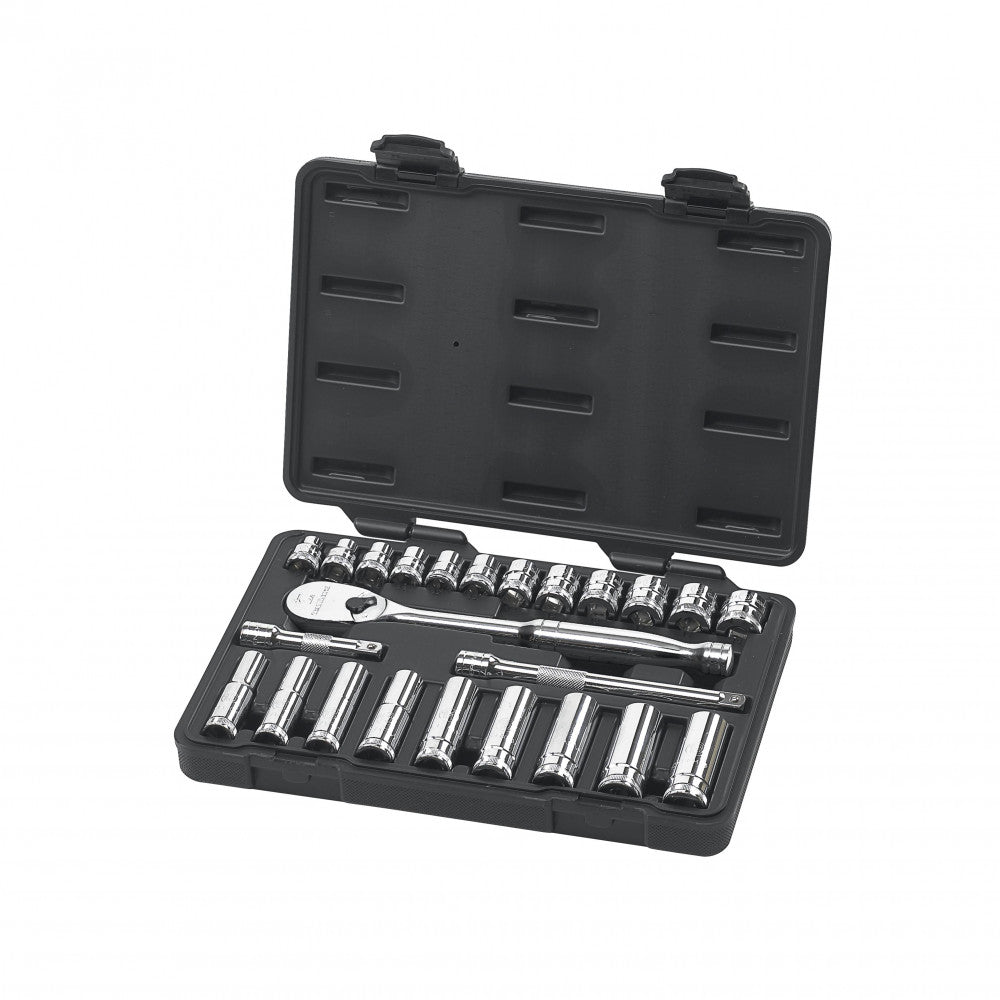 GEARWRENCH Socket Set 3/8" Dr Standard & Deep 6pt & 12pt BlowMold Case MET 24Pc