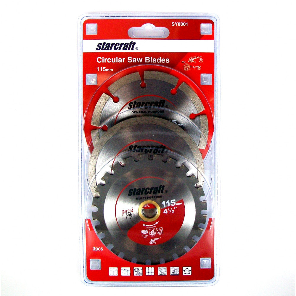 3 Piece 115mm Diamond TCT Universal Cutting Pack