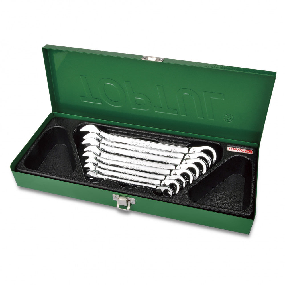 Toptul  Reversible Geared Wrench Set 8pc SAE