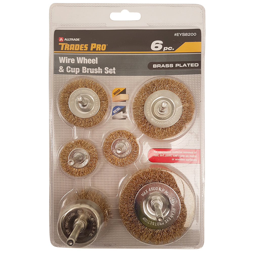 Trades Pro 6pc Wire Wheel Cup Brush Set