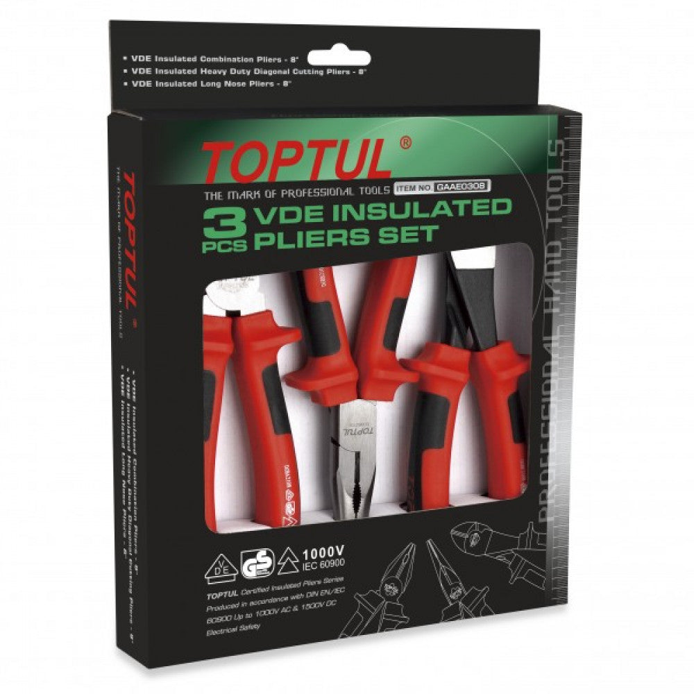 Toptul Cushion Grip Plier Set 3 Piece VDE