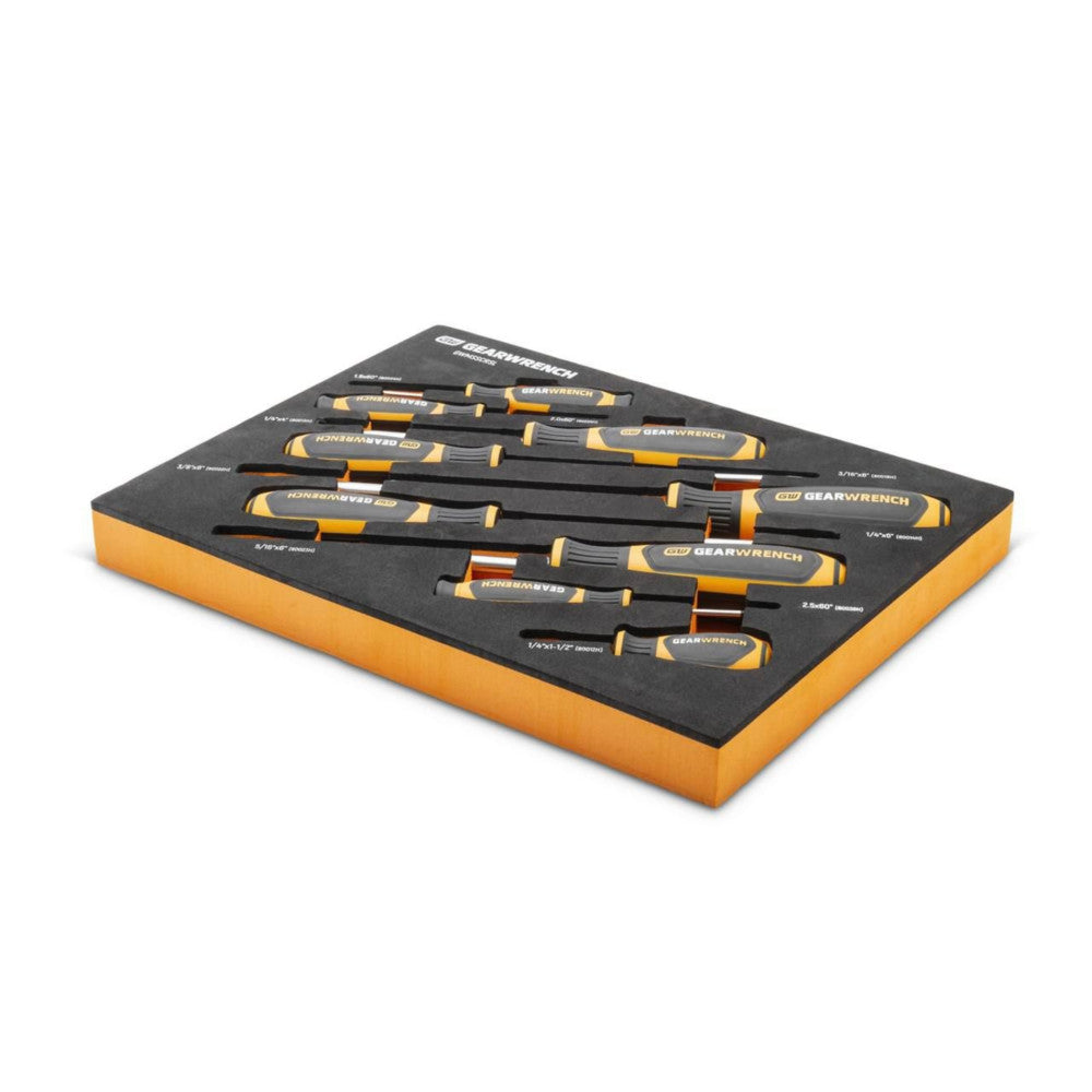 GEARWRENCH 9Pc Slotted Dual Material Screwdriver Set In EVA Tray