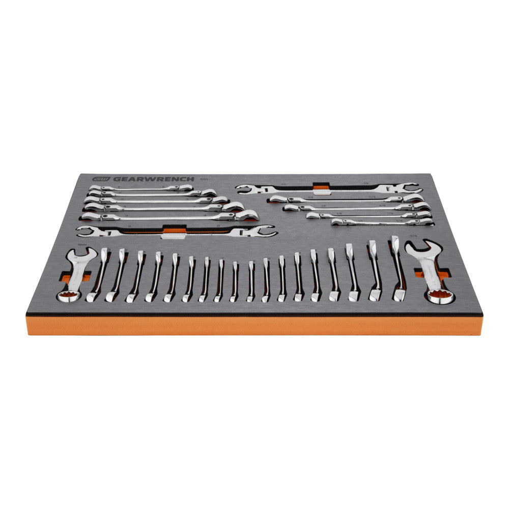 GEARWRENCH 31Pc SAE/Metric Stubby & Flex Flare Nut Wrench Set In EVA Tray