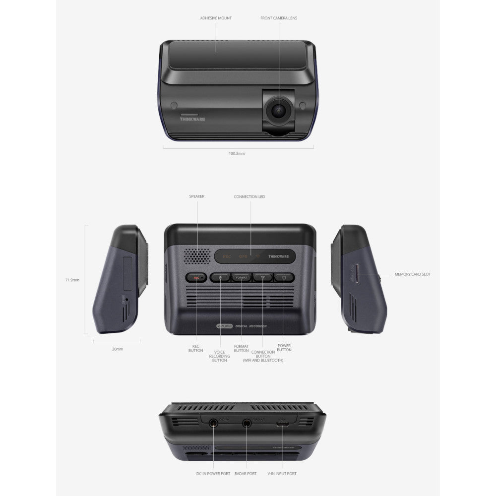 Thinkware Q1000 2K QHD Front & Rear Dash Cam Kit - 32GB