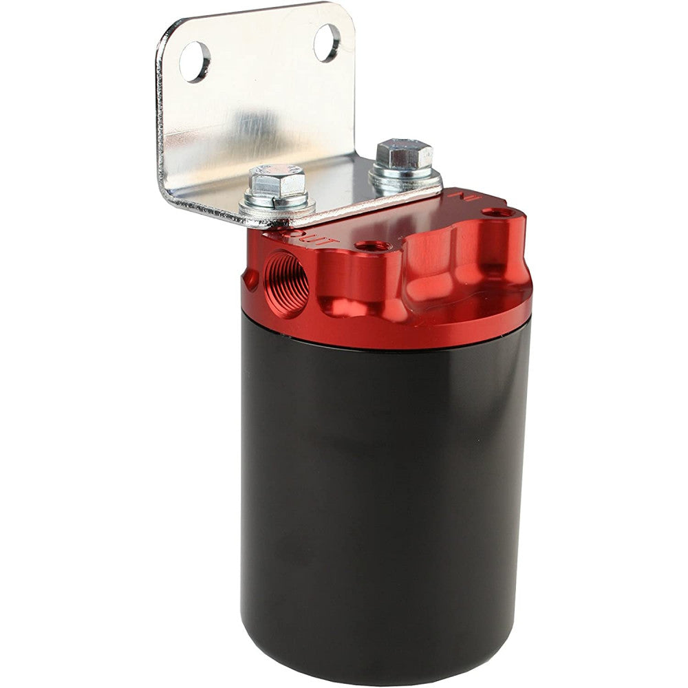 Aeromotive Fuel Filter Billet 10 Mic An-10 Canister, Cellulose Element,Red/Black