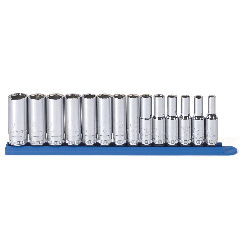 GEARWRENCH Socket Set 3/8" Drive Deep 6pt Rail MET 14Pc