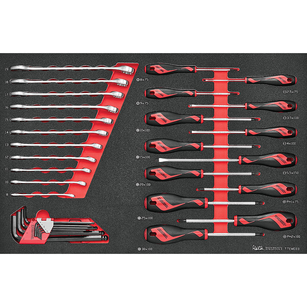Teng 33Pc Screwdriver-Spanner & Hex Key Set (Eva)