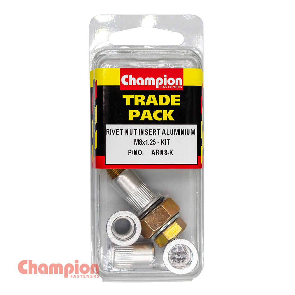 Champion Rivet Nut Insert Aluminium M8x1.25 - Kit