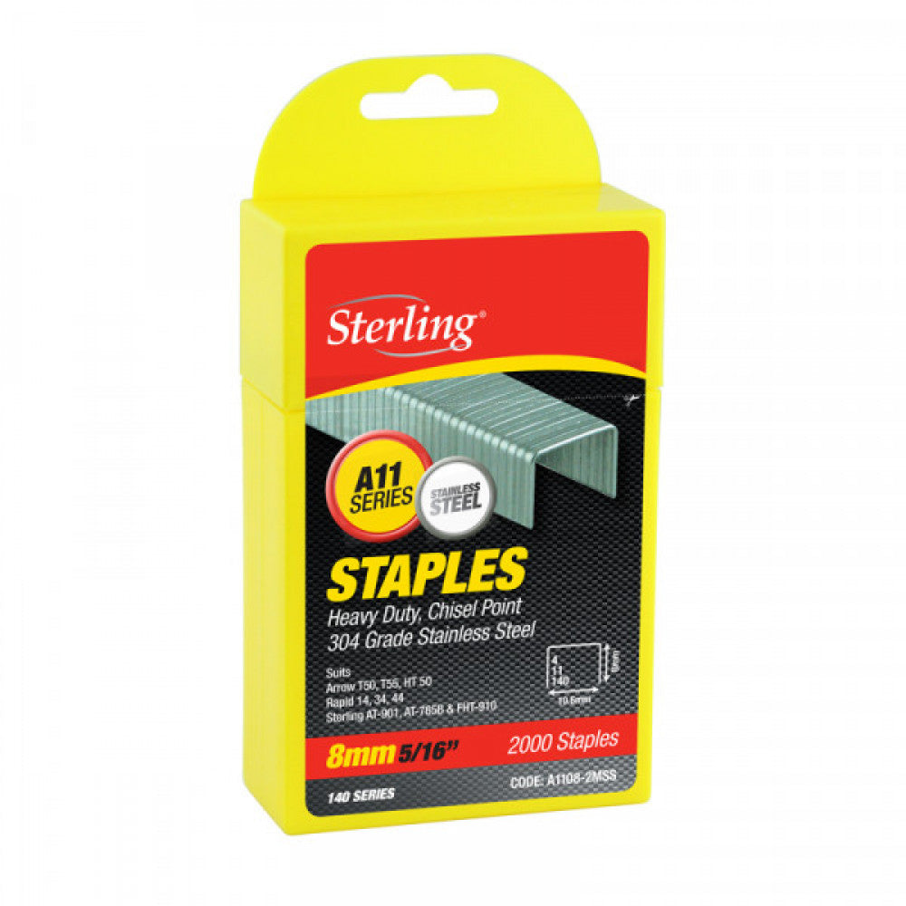 Sterling 140 Series Staples 8mm x 2000 Stainless