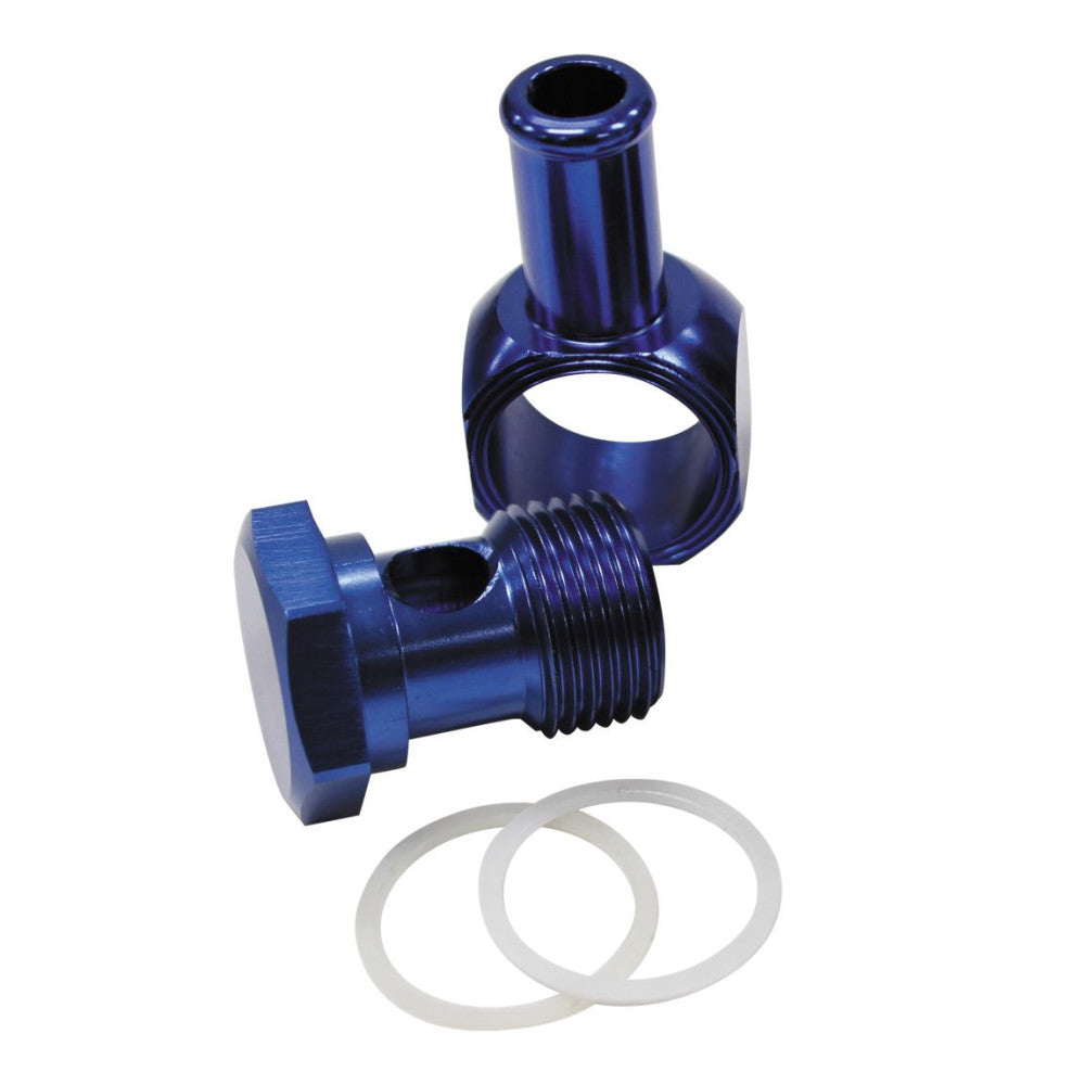 Aeroflow Edelbrock Carb Inlet Banjo Blue 5/8-20 To Male 3/8 Barb#AF164-06