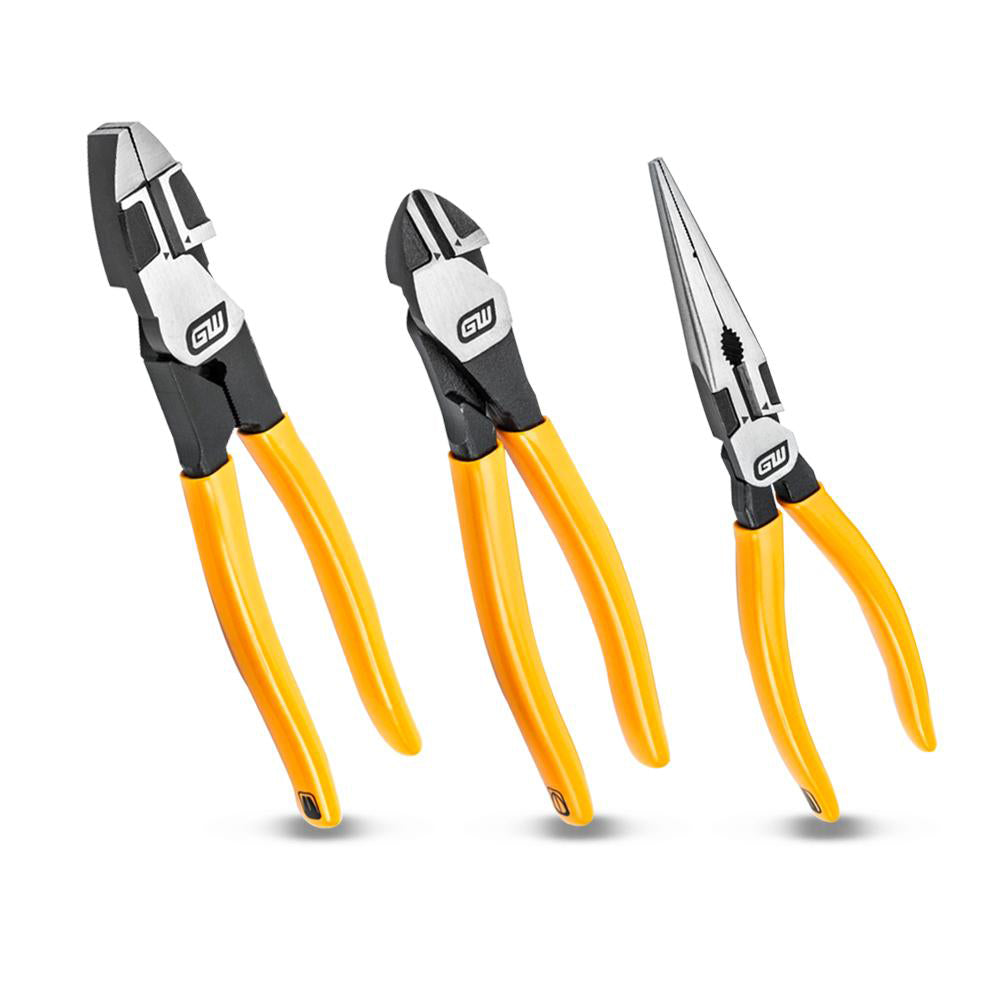 GEARWRENCH 3 Piece Pitbull Dipped Handle Electrician's Plier Set