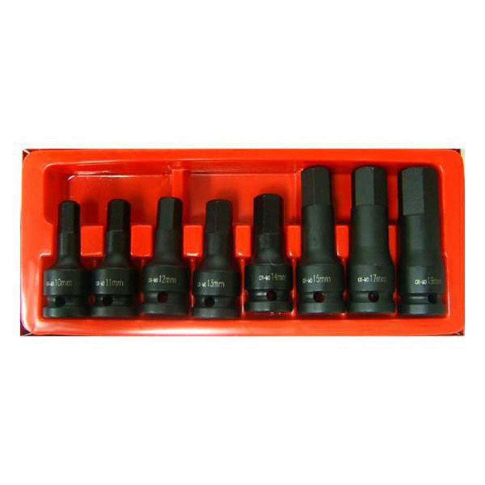 Inhex Socket Set Impact 1/2"Dr 8Pce 10,11,12,13,14x60mm & 15,17,19x76mm Long