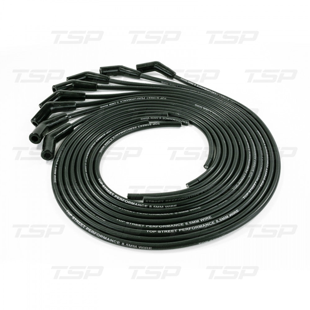 TSP 8.5mm UNIVERSAL BLACK IGNITION WIRES WITH 135° PLUG BOOTS #85035