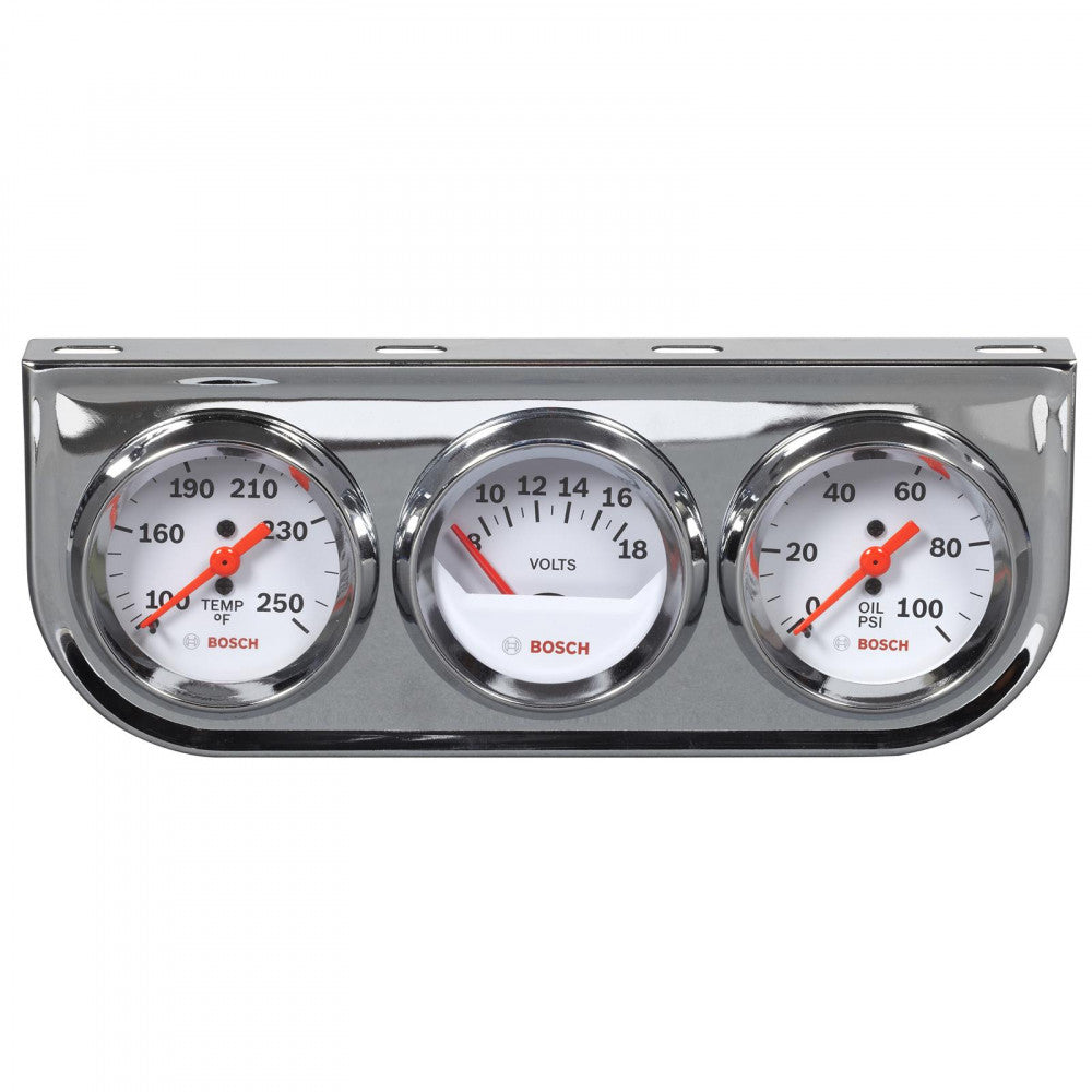 Bosch Chrome Oil/Water/Volt Gauge Kit #8208