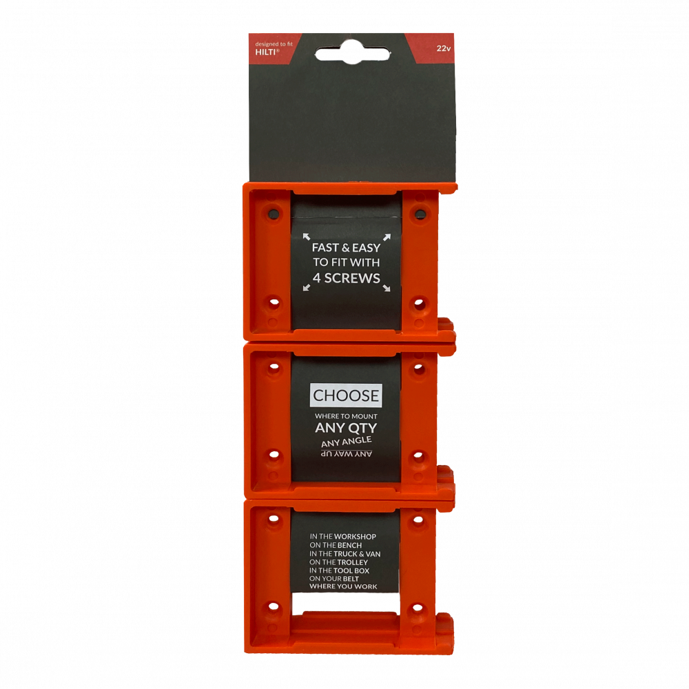 SteathMounts ORANGE BATTERY MOUNT FOR HILTI 22v - 6 Pack
