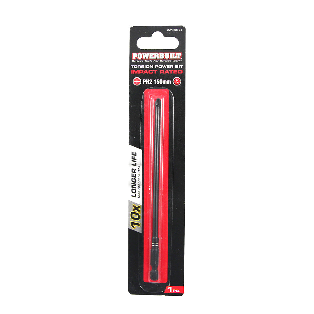 Powerbuilt 1/4" Torsion Impact Power Bit - Phillips #2 - 150mm