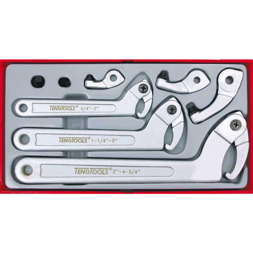 Hook & Pin Wrench Set 8Pce 19mm - 120mm Capacity Teng TTHP08