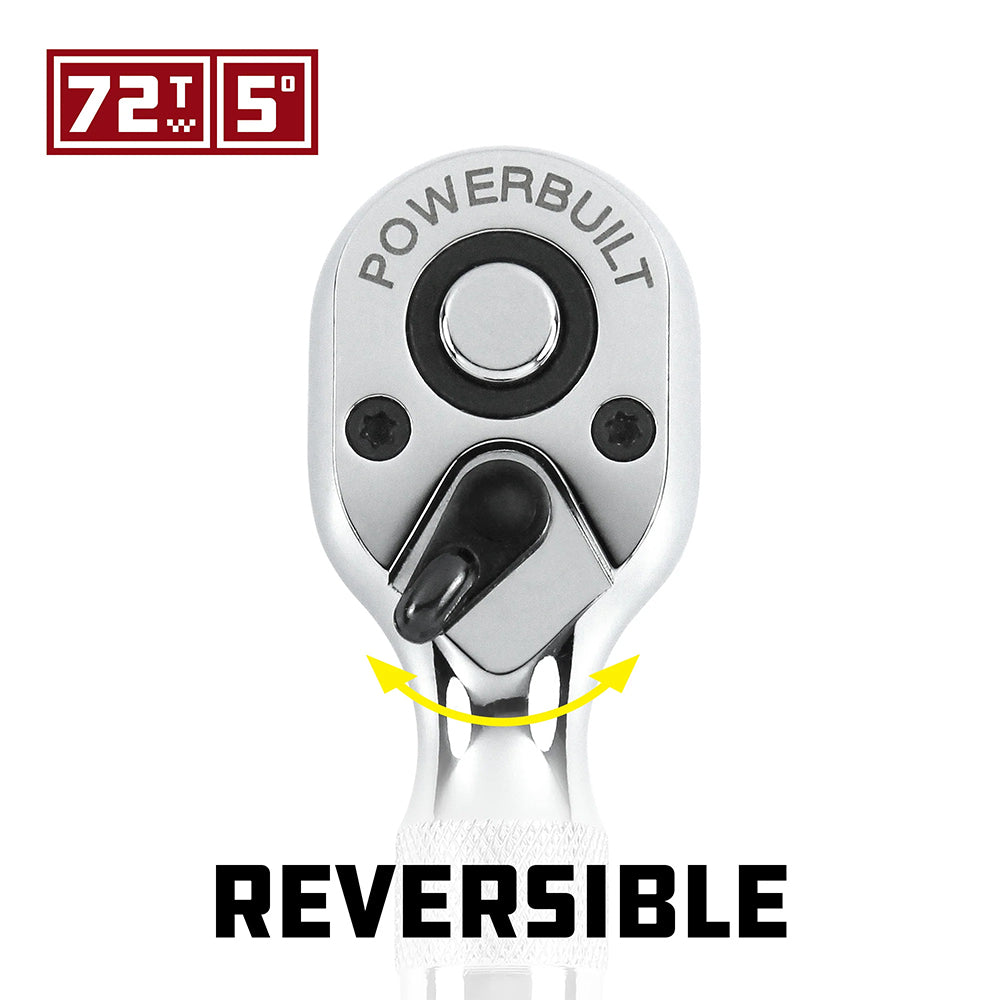 Powerbuilt 2Pc Stubby Ratchet Set - 1/4Dr & 3/8Dr