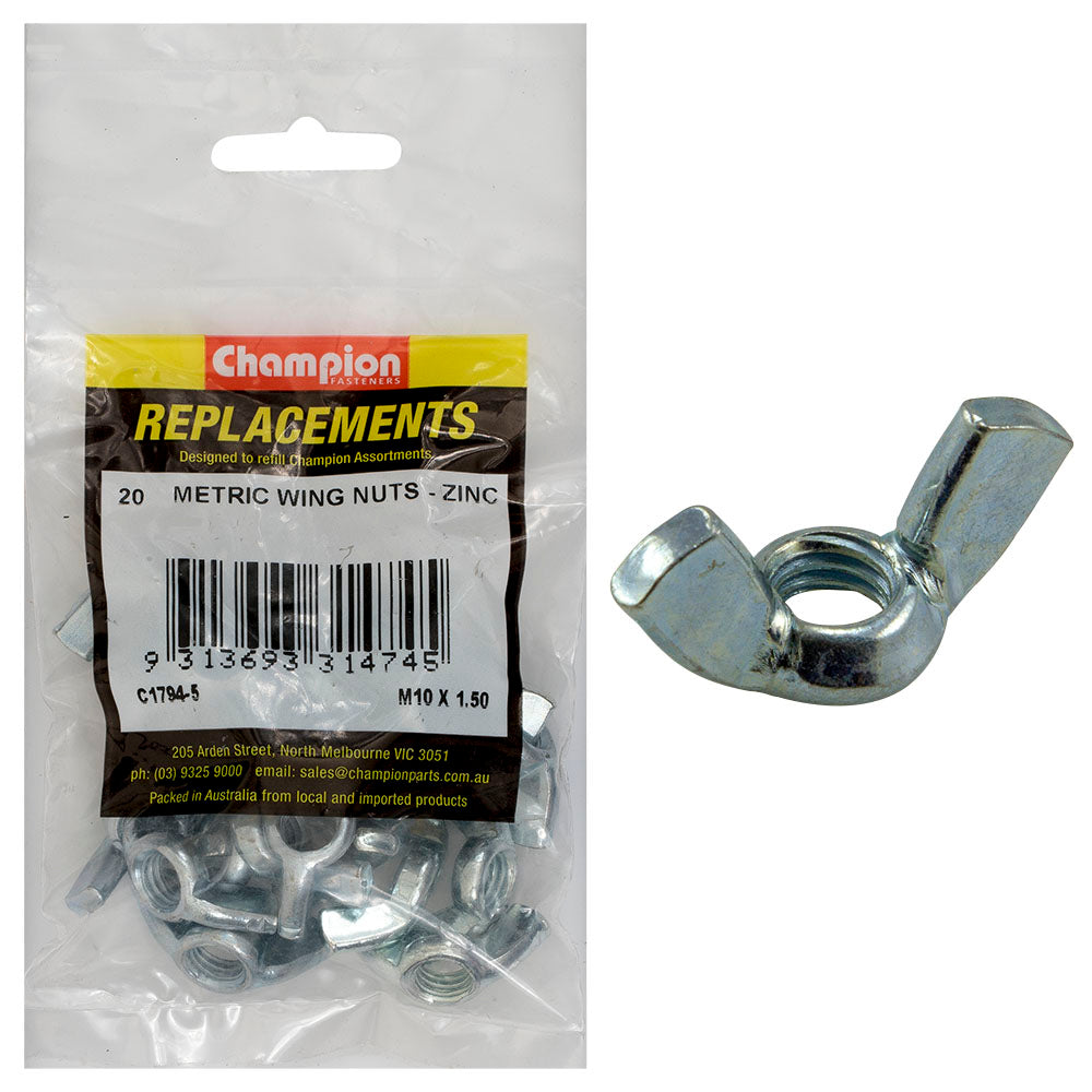 Champion M10 x 1.50 Wing Nut -20 Pack