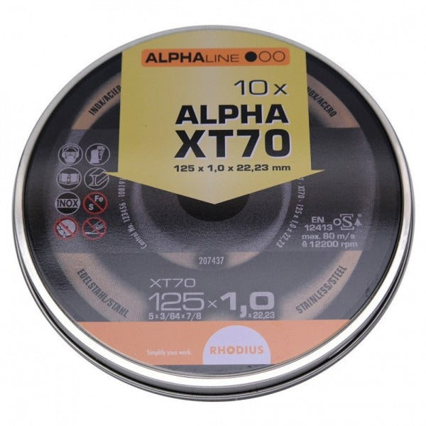 Rhodius ALPHAline XT70 115x1.5x22 C/O Discs In Tin