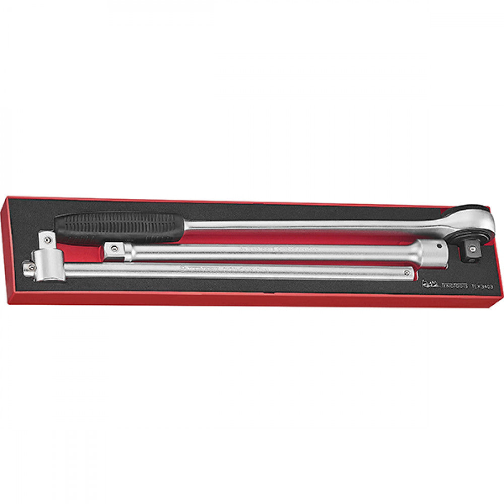 Teng 3Pc 3/4in Dr. Ratchet & Accessory Set -Tex-Tr