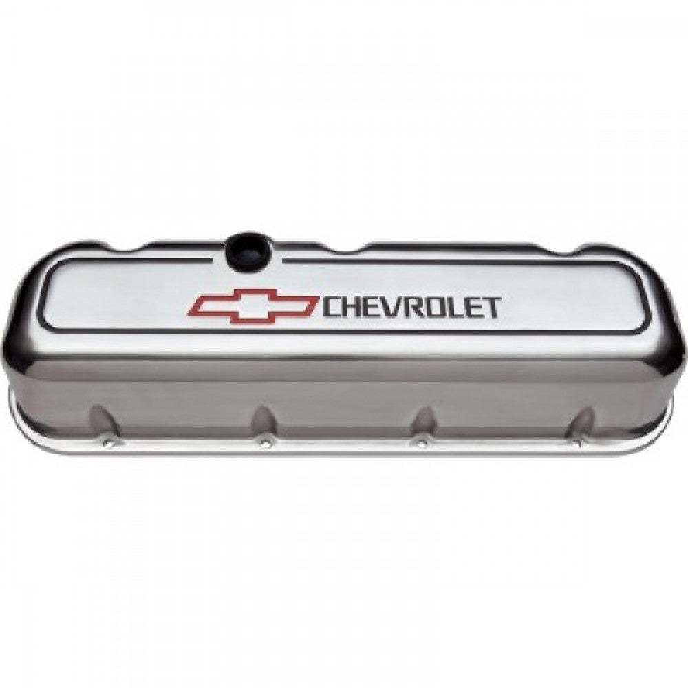 Proform Valve Covers Chev BB Polished Alloy Bowtie Chevrolet Red Black#141-142