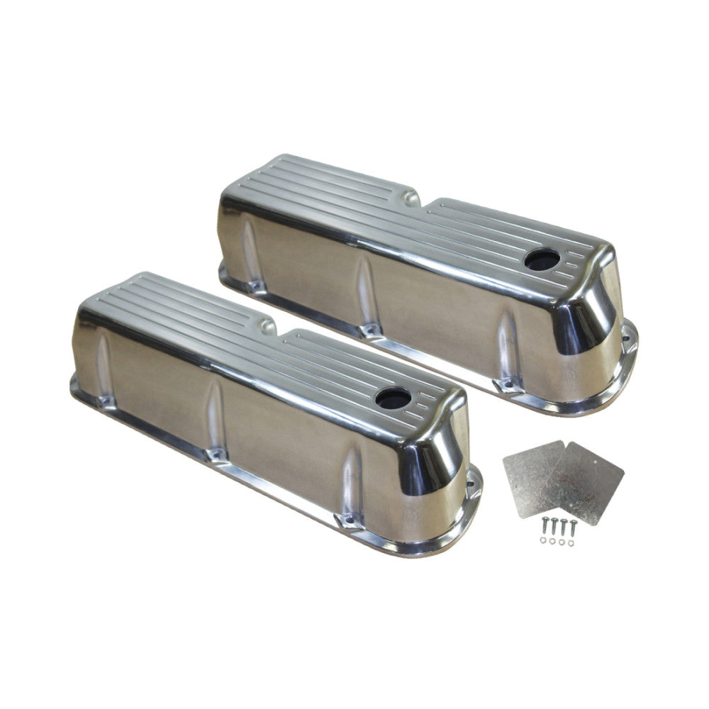 TSP Ford Small Block Ball Milled Tall Polished Aluminum Valve Covers#8441