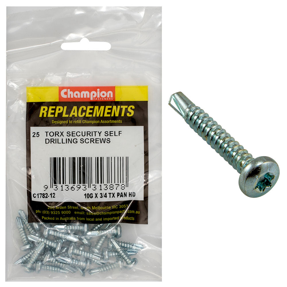 Champion 10G x 3/4in S/Drilling Screw -Pan -Tx -25