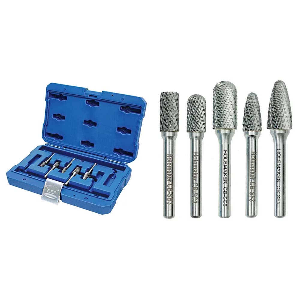 Holemaker 5Pc Carbide Burr Set-3/8 & 1/2inch Hdx1/4I