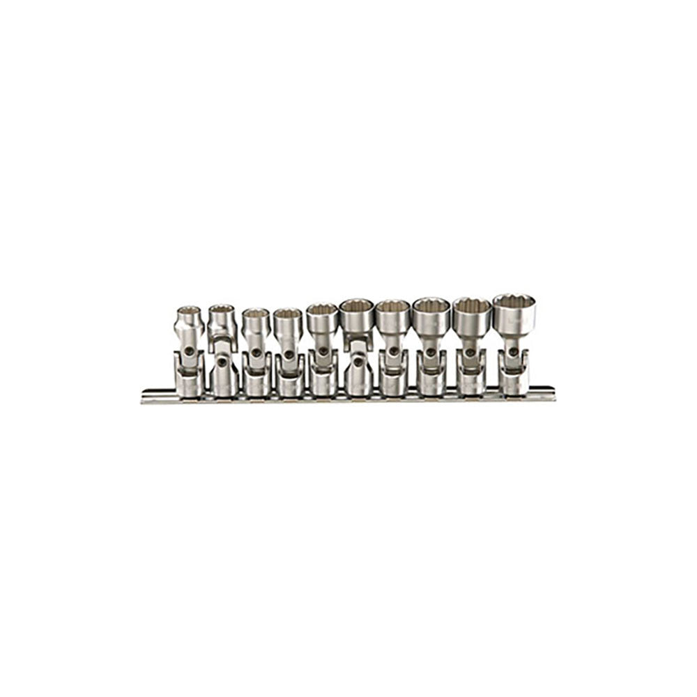 T&E Tools 10Pc 3/8" Dr. Metric Univ. Sockets (12Pt)