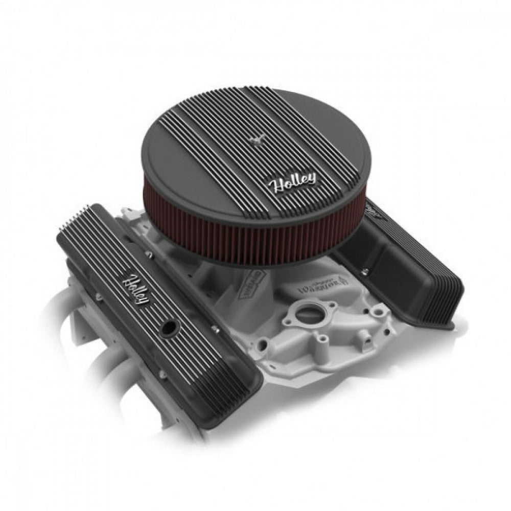 Holley Valve Covers Chev SB Black Finned Vintage Series Set#241-242