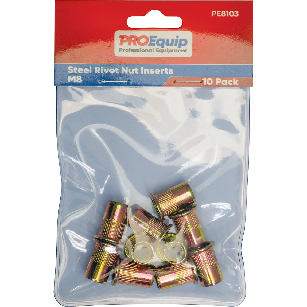 Proequip M8 Steel Rivet Nut Inserts - 10Pk