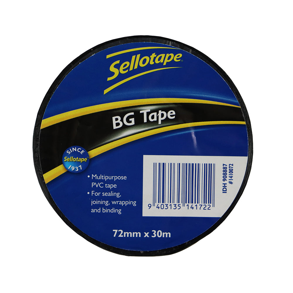 Sellotape 1410 BG Tape Black 72mmx30m Pk 4