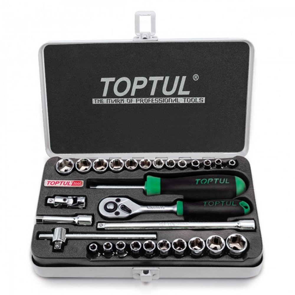 Toptul 1/4"Drive 6 Point Socket Set 29 Pieces