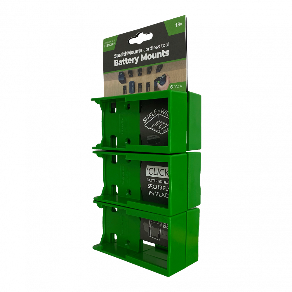 StealthMounts GREEN BATTERY MOUNT FOR FESTOOL 18v - 6 Pack