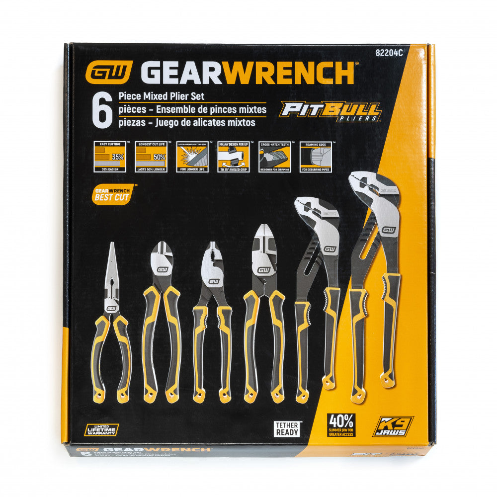GEARWRENCH 6 Pc. Pitbull Dipped Handle Mixed Plier Set
