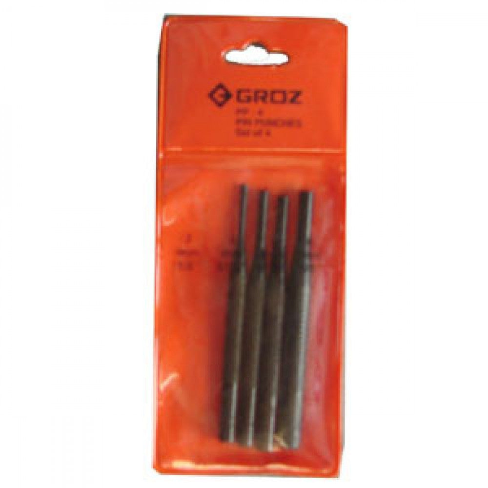 Groz 4Pc Pin Punch Set (4in / 100mm Long)
