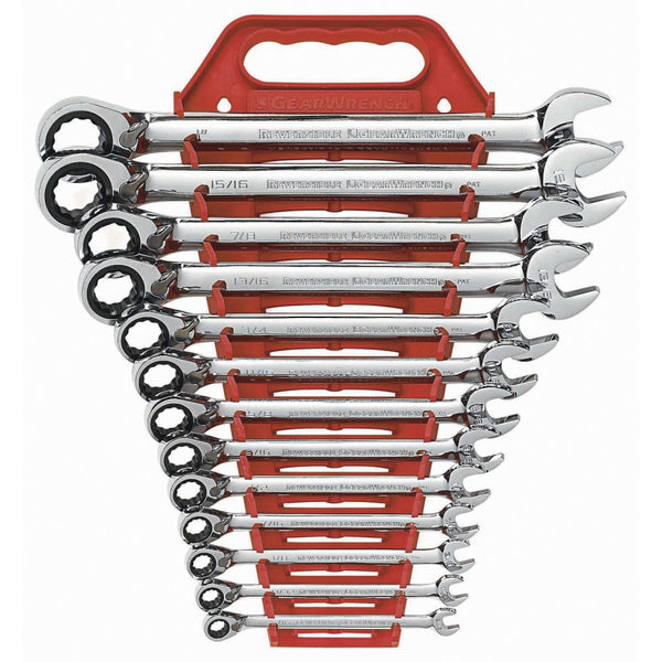 GearWrench Wrench Set Combination Ratcheting Reversible Rack SAE 13Pc